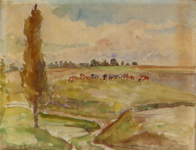 Wikioo.org – L'Enciclopedia delle Belle Arti - Pittura, Opere di Camille Pissarro - Paesaggio a Osny