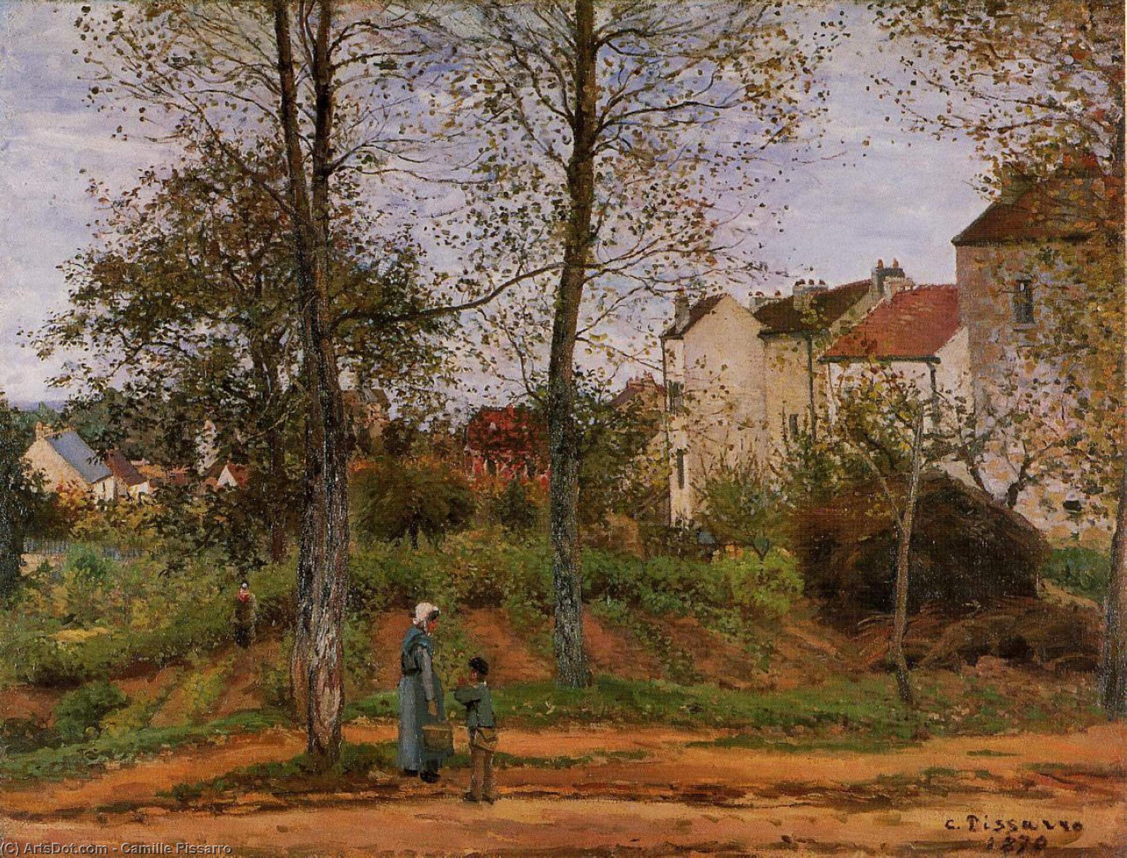 Wikoo.org - موسوعة الفنون الجميلة - اللوحة، العمل الفني Camille Pissarro - Landscape near Louveciennes