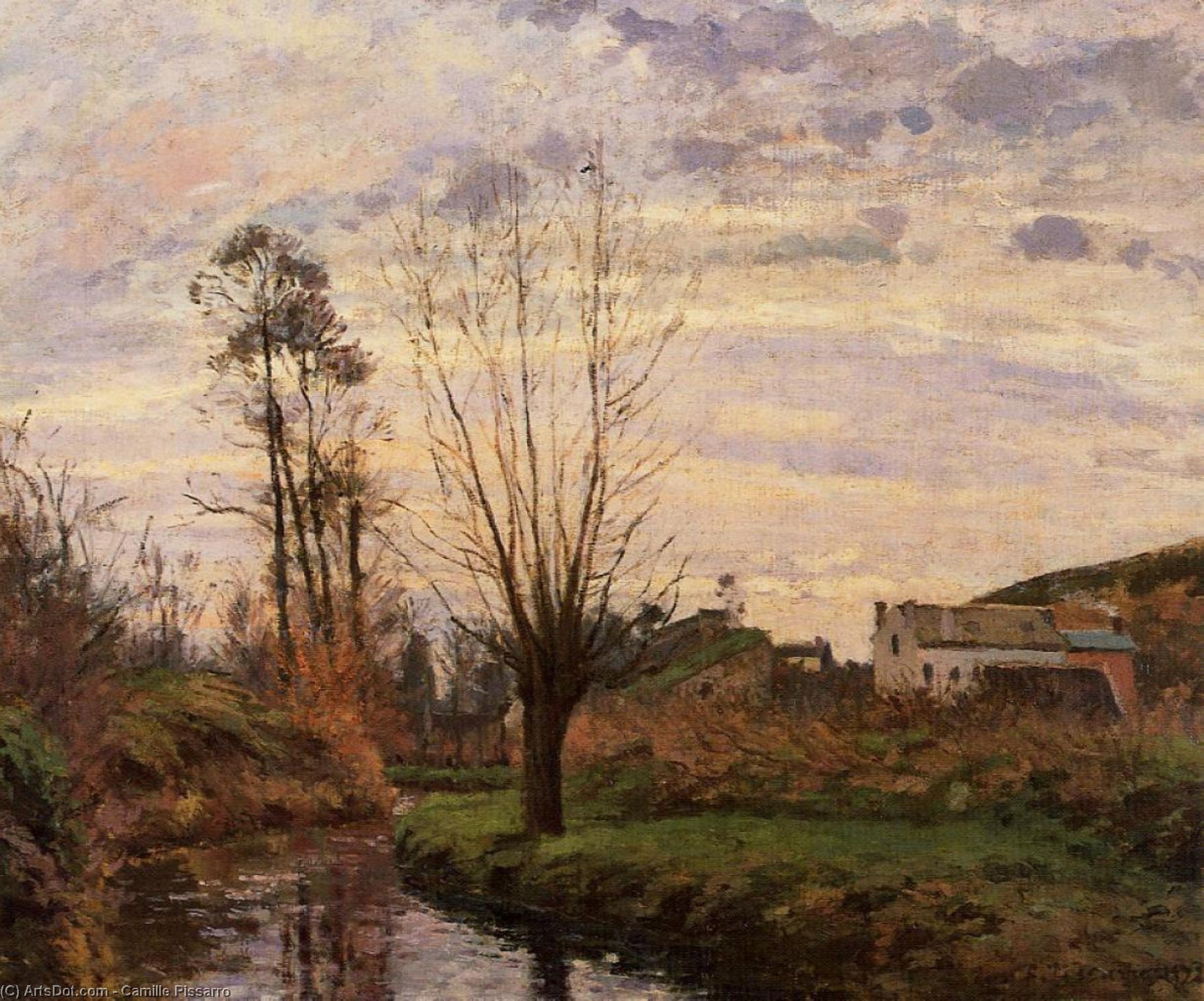 Wikioo.org - The Encyclopedia of Fine Arts - Painting, Artwork by Camille Pissarro - Landscape with Small Stream