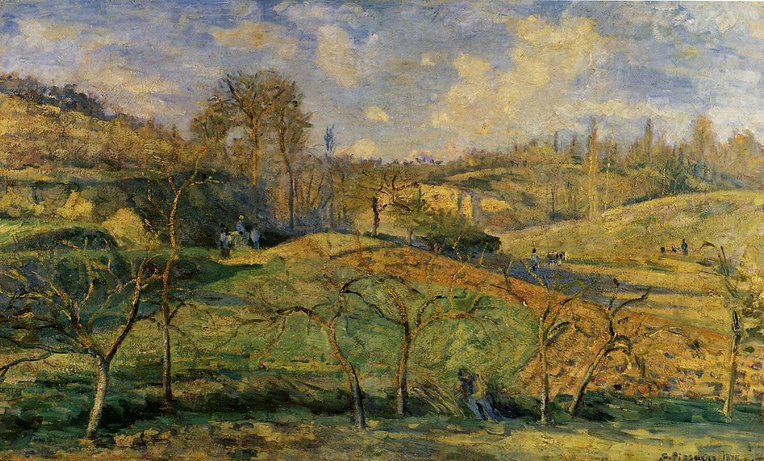 WikiOO.org - Encyclopedia of Fine Arts - Maalaus, taideteos Camille Pissarro - March Sun, Pontoise