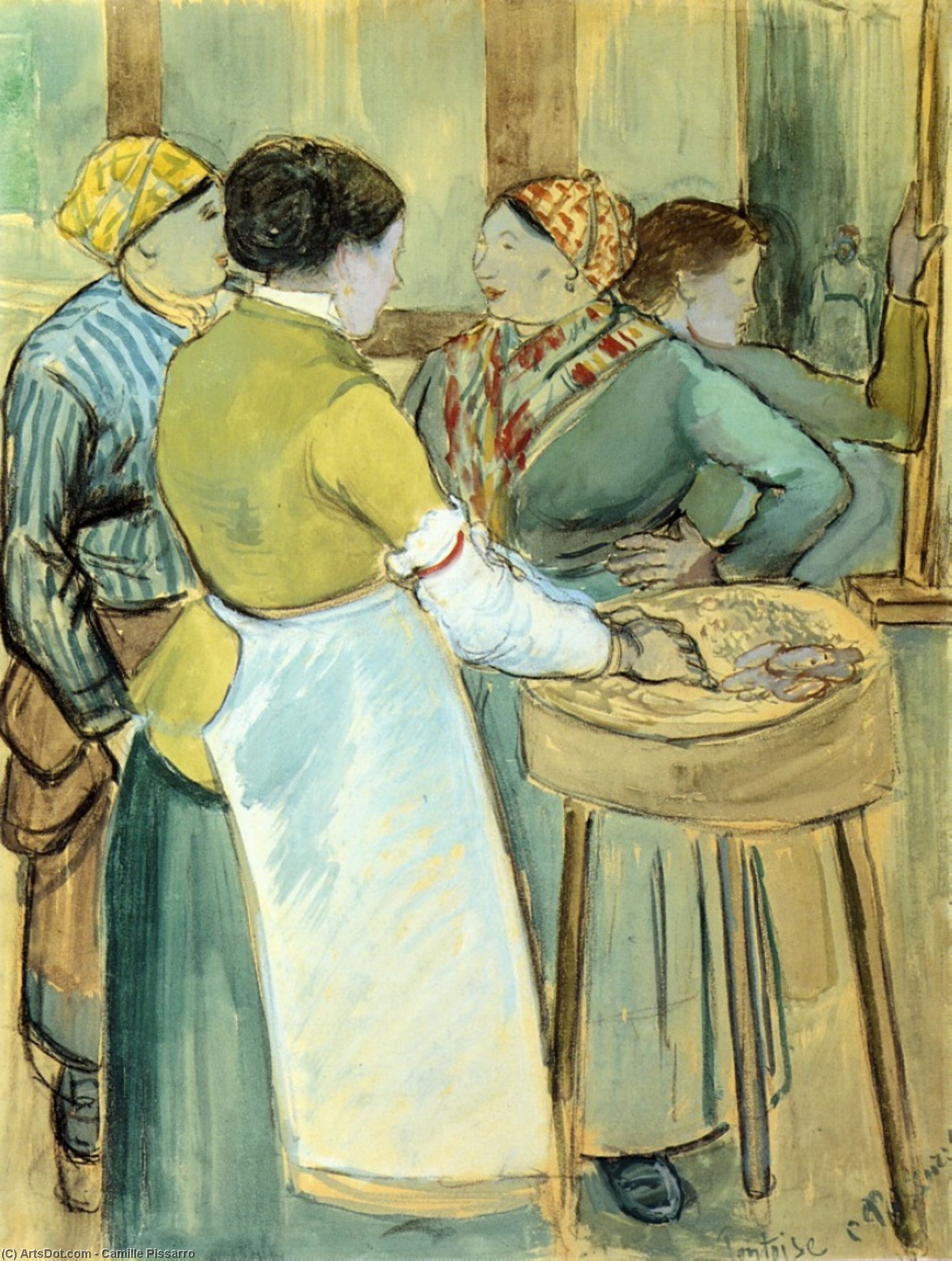 Wikioo.org - Bách khoa toàn thư về mỹ thuật - Vẽ tranh, Tác phẩm nghệ thuật Camille Pissarro - Market at Pontoise