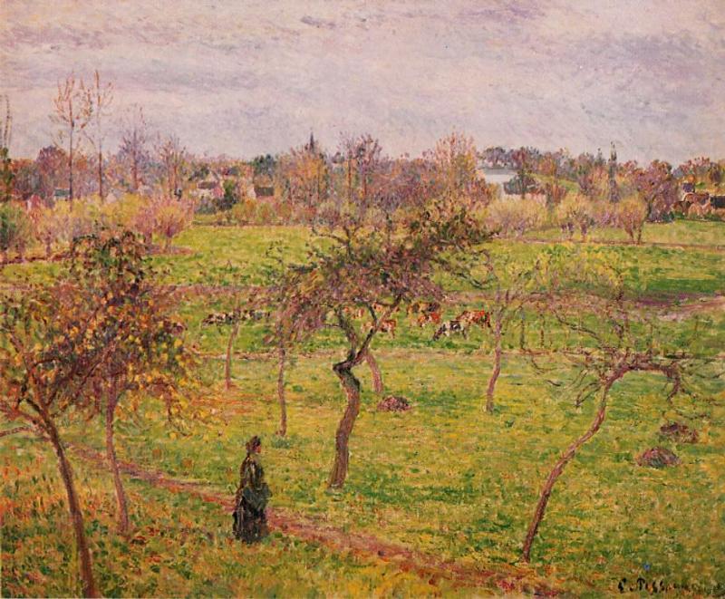 Wikoo.org - موسوعة الفنون الجميلة - اللوحة، العمل الفني Camille Pissarro - Meadow at Eragny