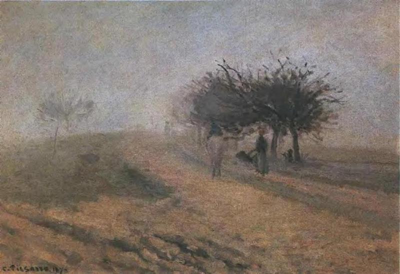 Wikioo.org – La Enciclopedia de las Bellas Artes - Pintura, Obras de arte de Camille Pissarro - Mañana brumosa en Creil