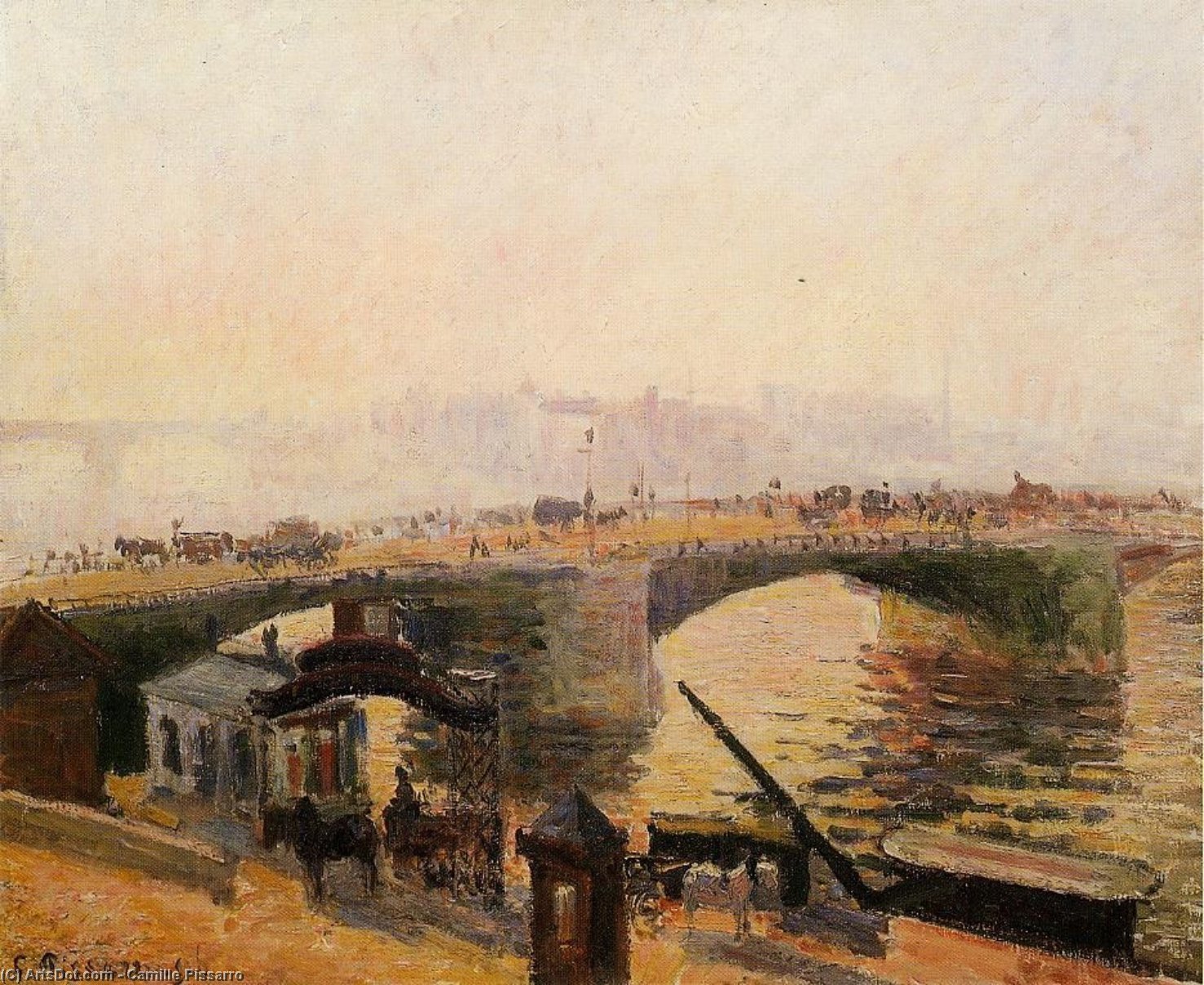 Wikioo.org - The Encyclopedia of Fine Arts - Painting, Artwork by Camille Pissarro - Morning, Rouen, the Quays