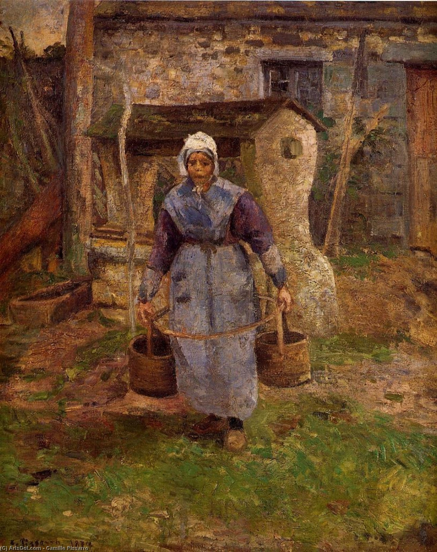 Wikioo.org - The Encyclopedia of Fine Arts - Painting, Artwork by Camille Pissarro - Mother Presle, Montfoucault