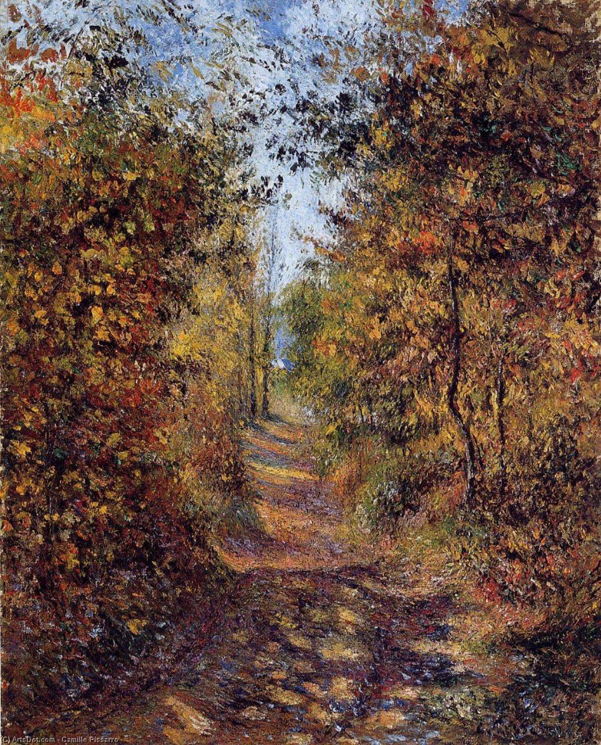 Wikioo.org - The Encyclopedia of Fine Arts - Painting, Artwork by Camille Pissarro - Path under the Trees, Summer