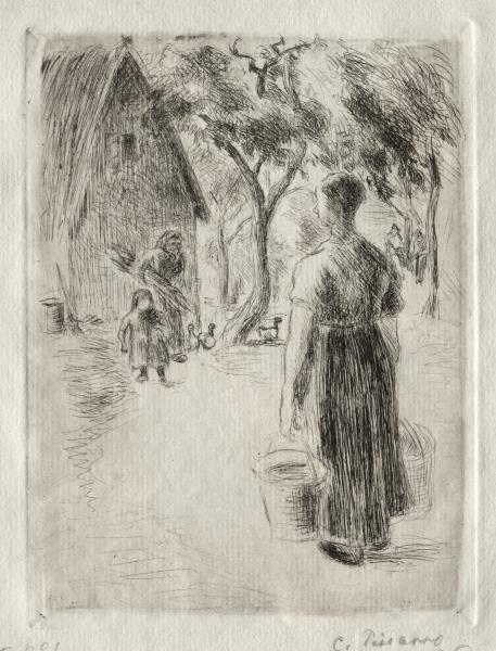 WikiOO.org - Encyclopedia of Fine Arts - Maalaus, taideteos Camille Pissarro - Paysanne portant des seaux