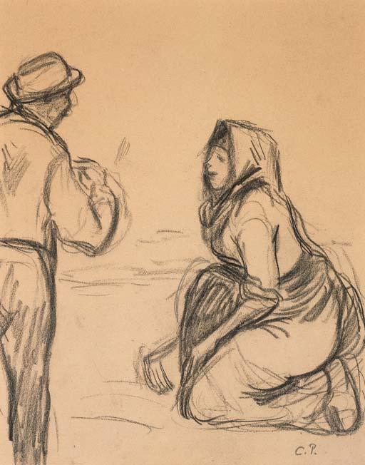WikiOO.org - Encyclopedia of Fine Arts - Maalaus, taideteos Camille Pissarro - Paysans à Eragny