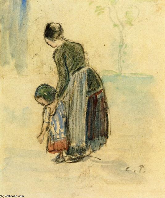 Wikioo.org - The Encyclopedia of Fine Arts - Painting, Artwork by Camille Pissarro - Peasant and Child