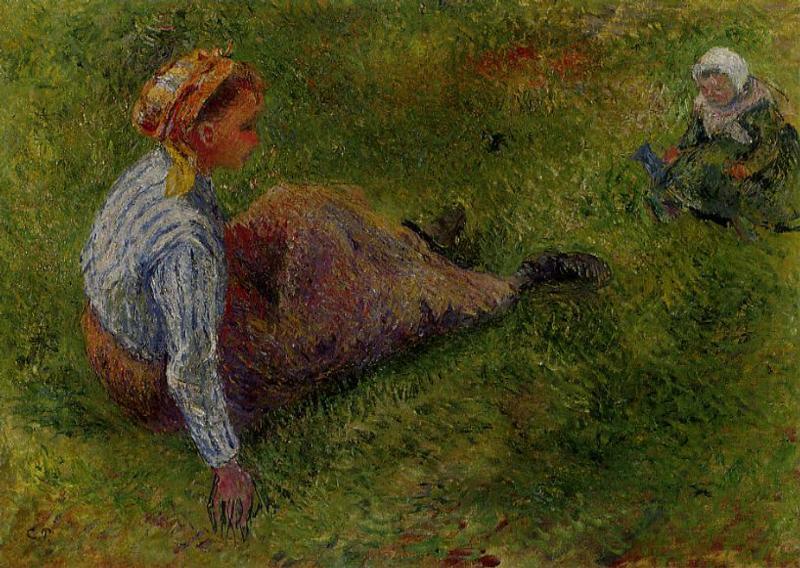 Wikioo.org - The Encyclopedia of Fine Arts - Painting, Artwork by Camille Pissarro - Peasant Sitting with Infant