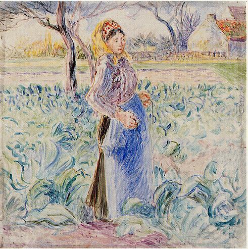 Wikioo.org - The Encyclopedia of Fine Arts - Painting, Artwork by Camille Pissarro - Peasant Woman in a Cabbage Patch