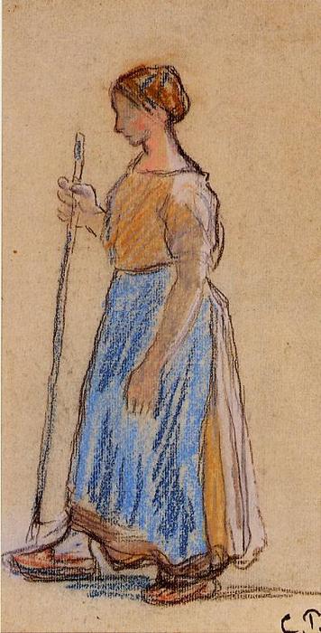 WikiOO.org - 백과 사전 - 회화, 삽화 Camille Pissarro - Peasant Woman