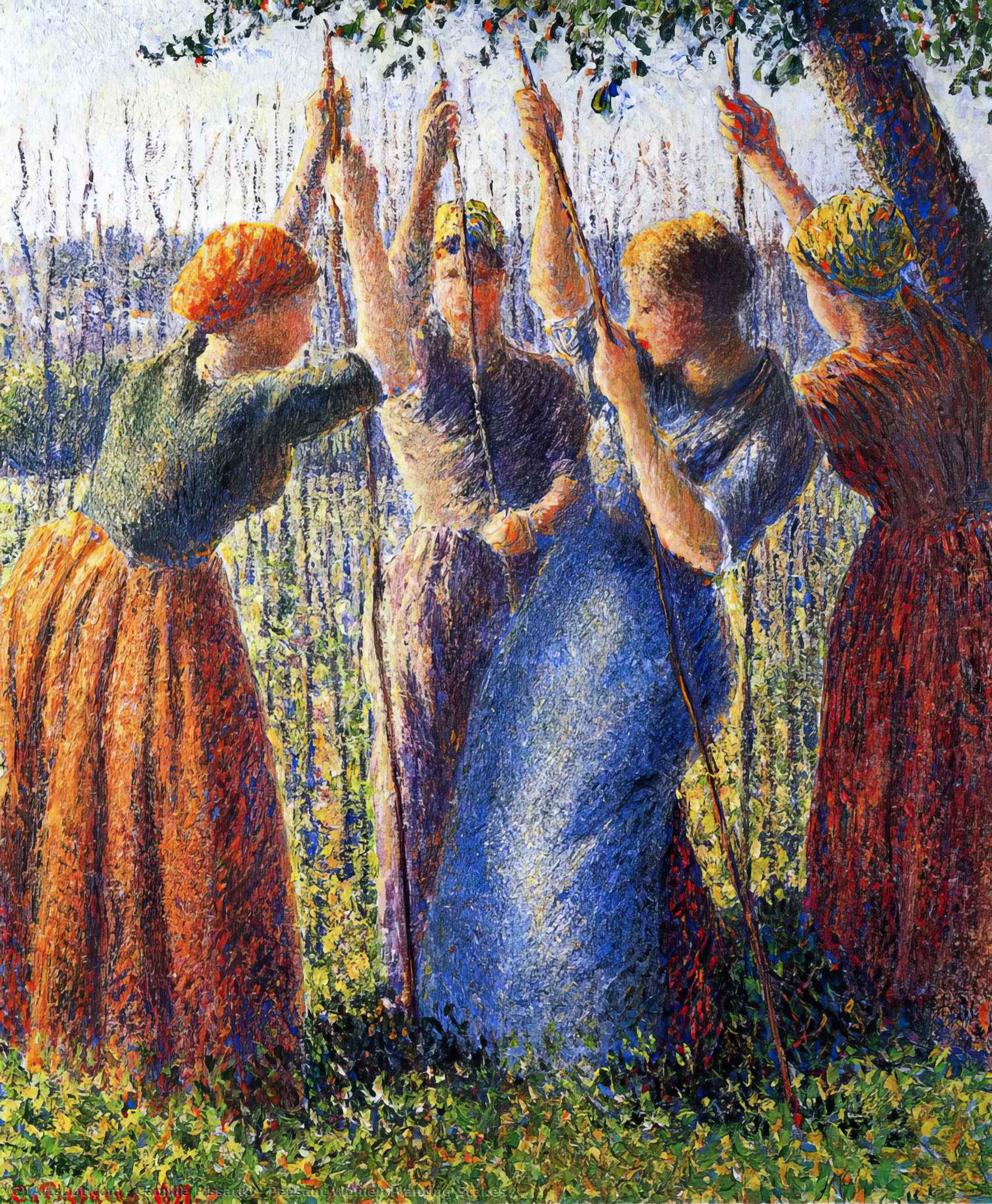 Wikioo.org - The Encyclopedia of Fine Arts - Painting, Artwork by Camille Pissarro - Peasant Women Planting Stakes