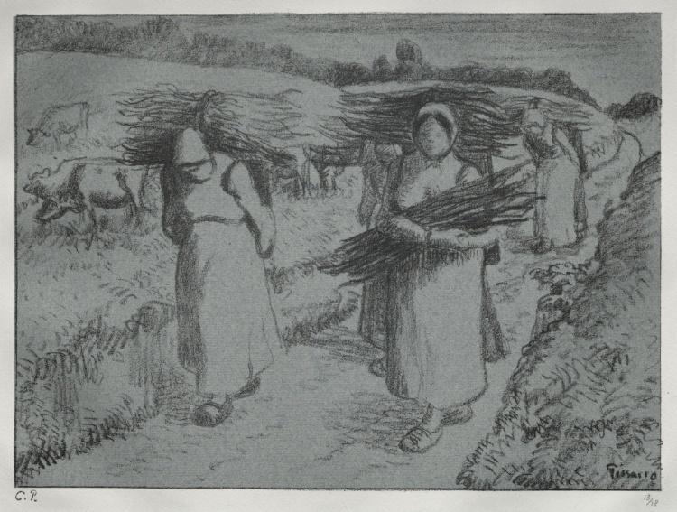 WikiOO.org - Encyclopedia of Fine Arts - Schilderen, Artwork Camille Pissarro - Peasants Carrying Fagots
