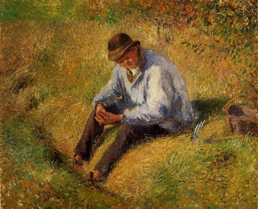 Wikioo.org - The Encyclopedia of Fine Arts - Painting, Artwork by Camille Pissarro - Pere Melon Resting