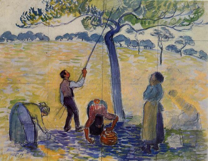 Wikioo.org - The Encyclopedia of Fine Arts - Painting, Artwork by Camille Pissarro - Picking Apples