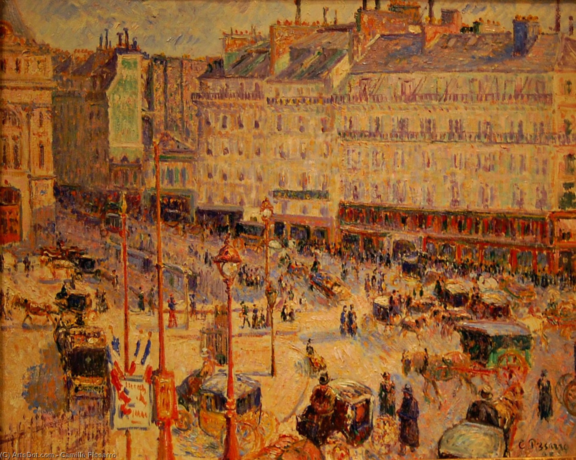 WikiOO.org - Εγκυκλοπαίδεια Καλών Τεχνών - Ζωγραφική, έργα τέχνης Camille Pissarro - Place du Havre, Paris