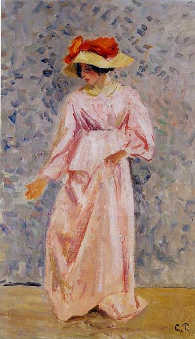 Wikioo.org – L'Encyclopédie des Beaux Arts - Peinture, Oeuvre de Camille Pissarro - Portrait de Jeanne dans une robe rose