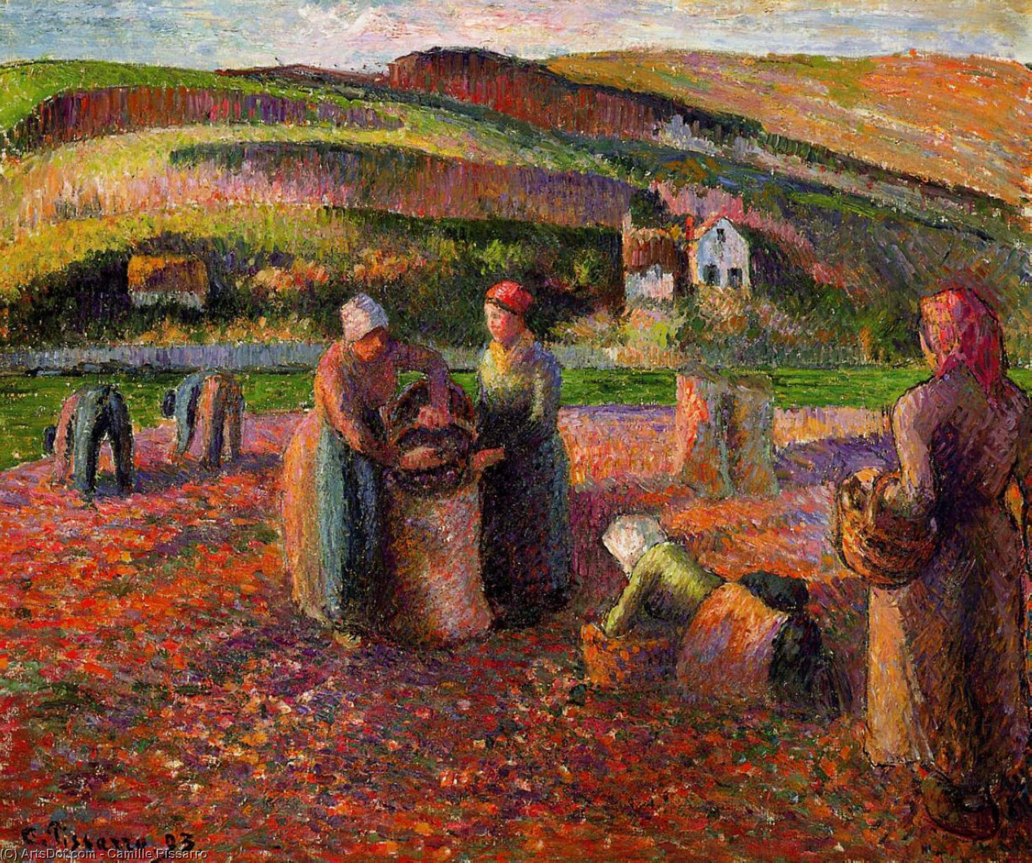 Wikioo.org - The Encyclopedia of Fine Arts - Painting, Artwork by Camille Pissarro - Potato Harvest 1