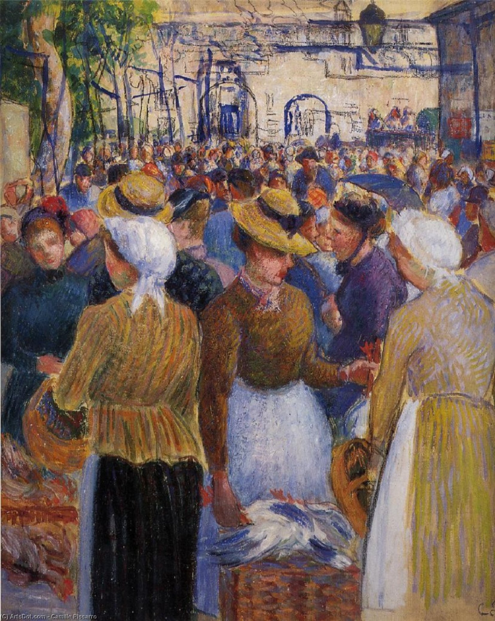 Wikioo.org – L'Enciclopedia delle Belle Arti - Pittura, Opere di Camille Pissarro - Pollame mercato a Gisors
