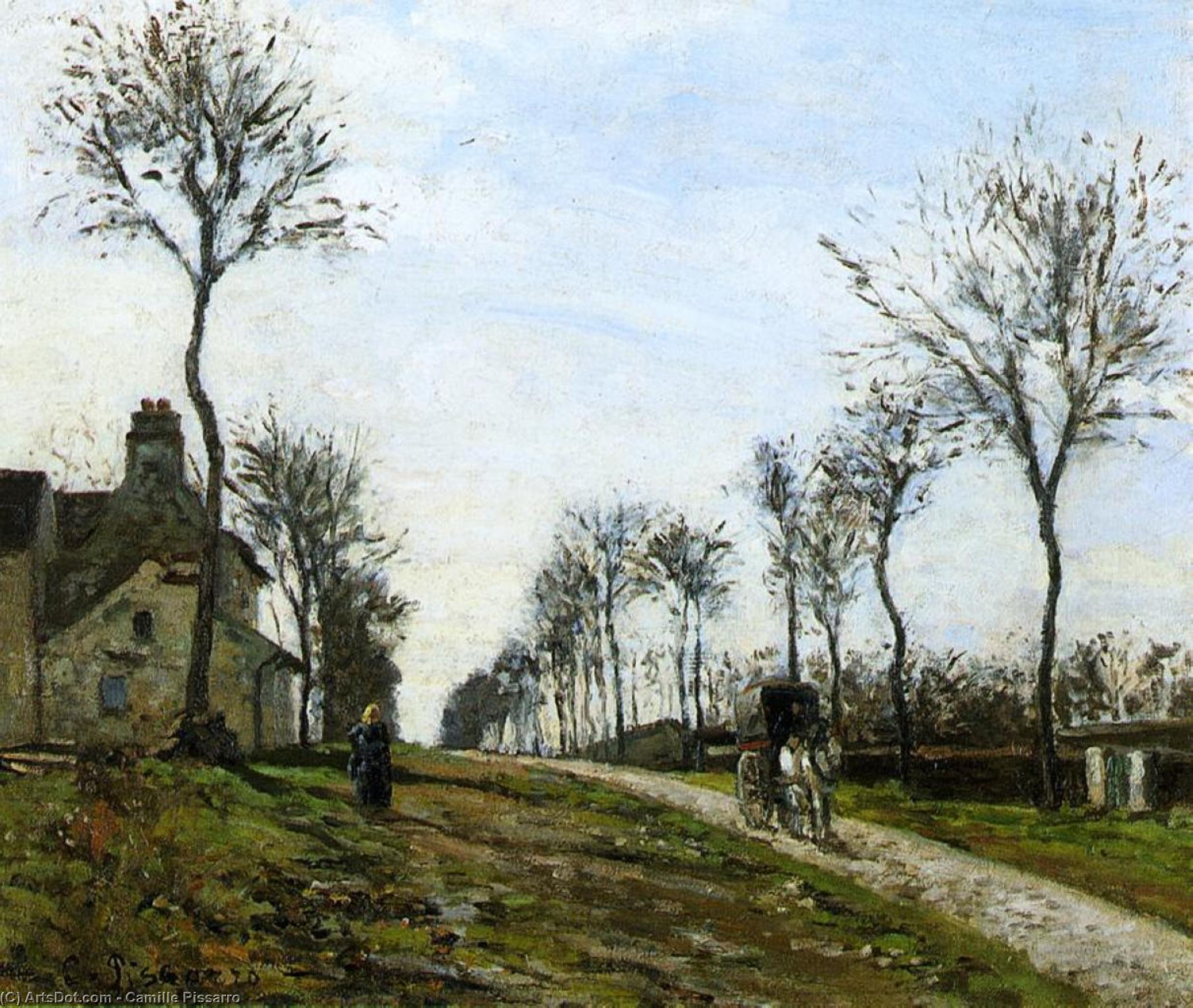 Wikioo.org - The Encyclopedia of Fine Arts - Painting, Artwork by Camille Pissarro - Road to Louveciennes