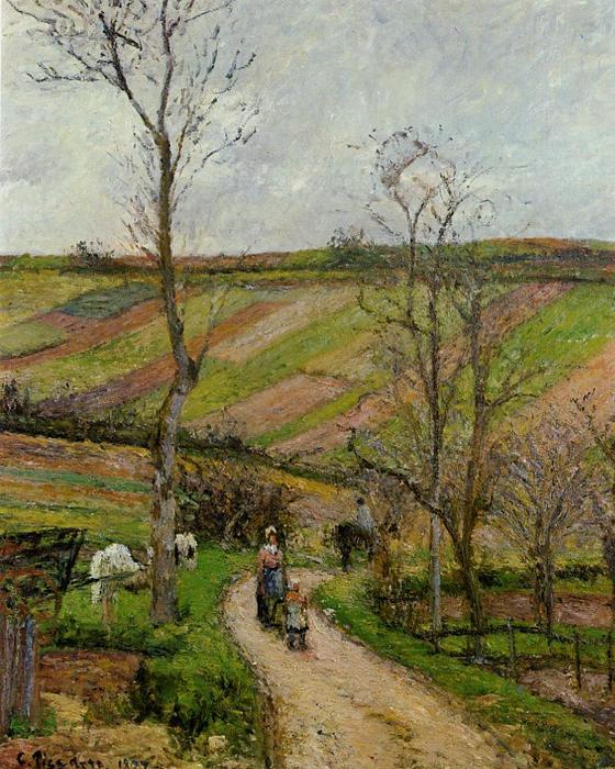 Wikioo.org - The Encyclopedia of Fine Arts - Painting, Artwork by Camille Pissarro - Route du Fond de l'Hermitage, Pontoise