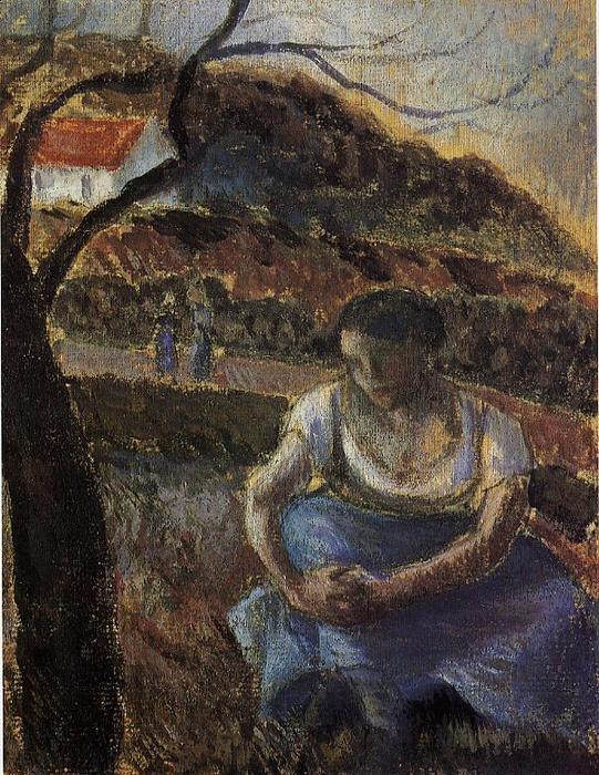 Wikioo.org – L'Enciclopedia delle Belle Arti - Pittura, Opere di Camille Pissarro - seduti contadino donna
