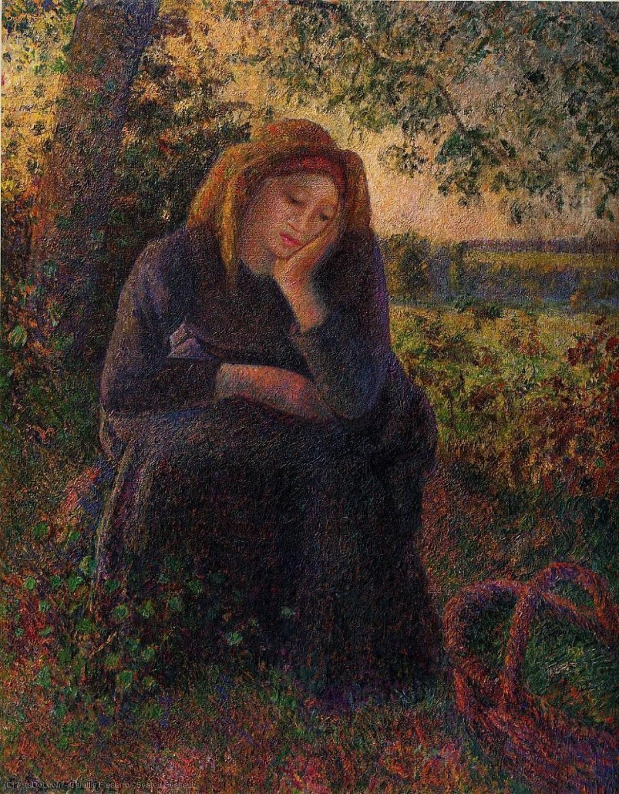 Wikioo.org - The Encyclopedia of Fine Arts - Painting, Artwork by Camille Pissarro - Seated Peasant