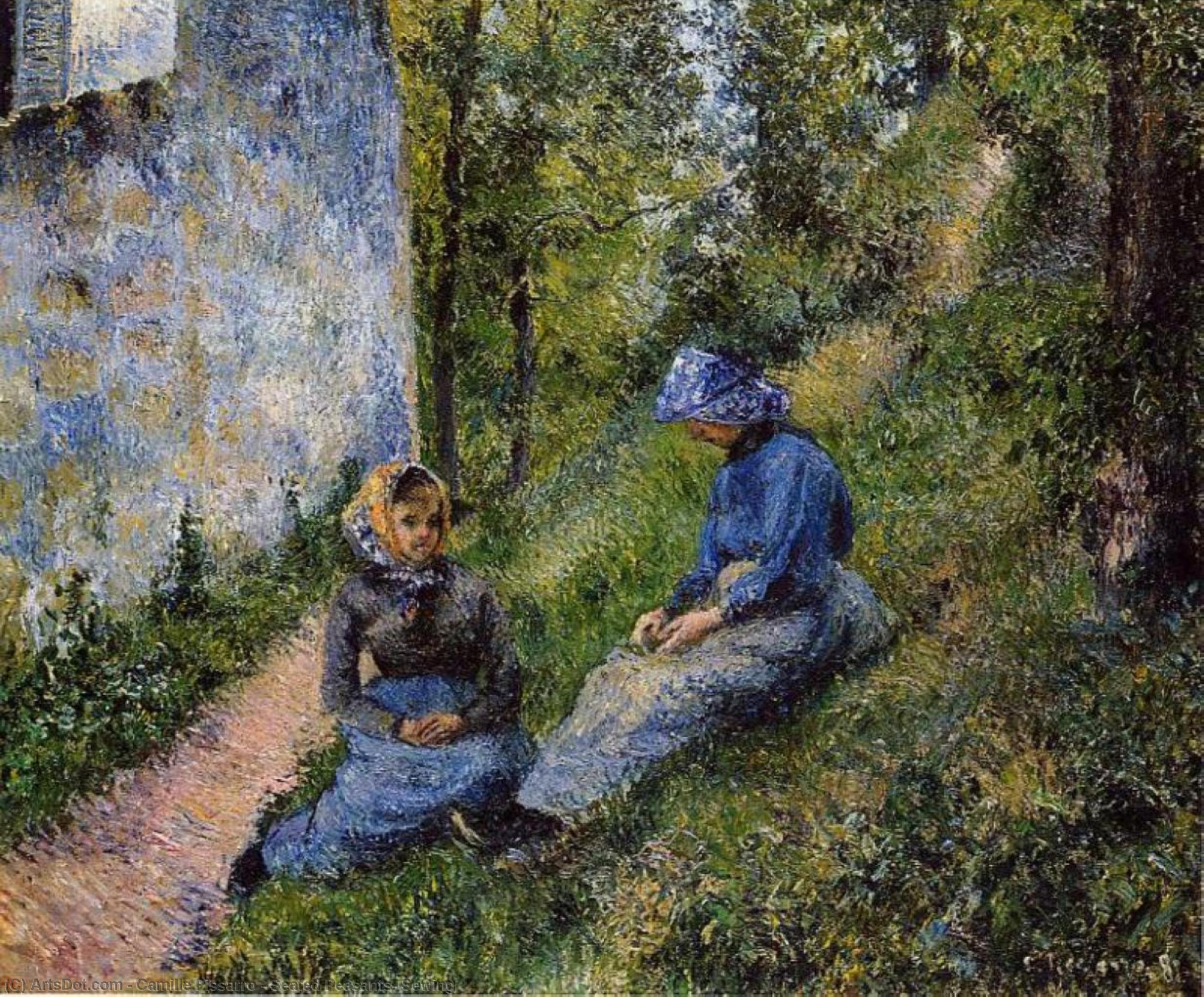 Wikioo.org - The Encyclopedia of Fine Arts - Painting, Artwork by Camille Pissarro - Seated Peasants, Sewing