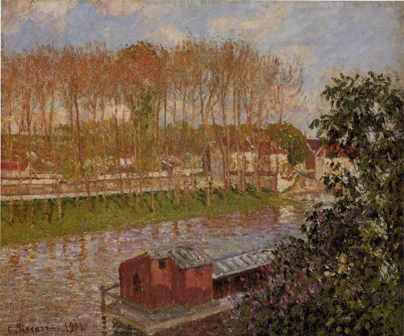 Wikioo.org – La Enciclopedia de las Bellas Artes - Pintura, Obras de arte de Camille Pissarro - El sol poniente en Moret