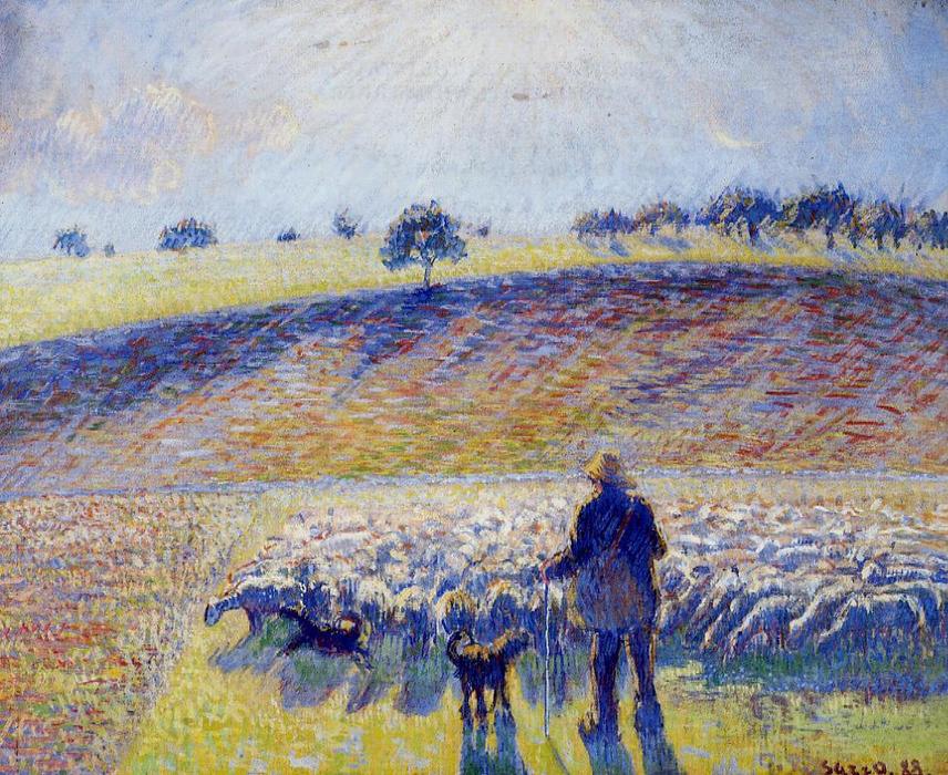 WikiOO.org - Encyclopedia of Fine Arts - Maleri, Artwork Camille Pissarro - Shepherd and Sheep
