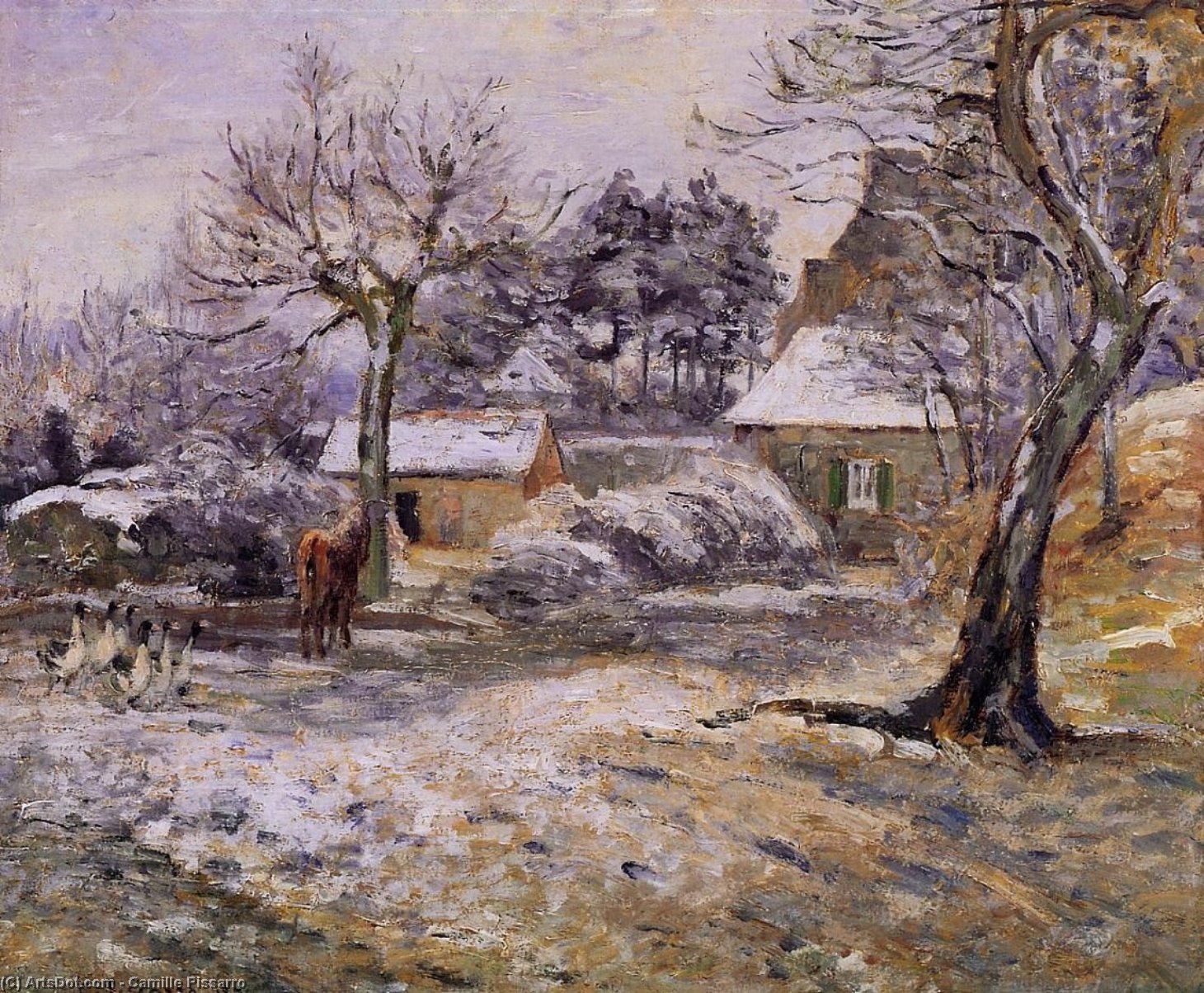 Wikioo.org - The Encyclopedia of Fine Arts - Painting, Artwork by Camille Pissarro - Snow at Montfoucault