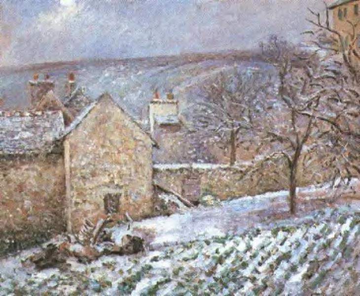 WikiOO.org - Encyclopedia of Fine Arts - Festés, Grafika Camille Pissarro - Snow at the Hermitage, Pontoise