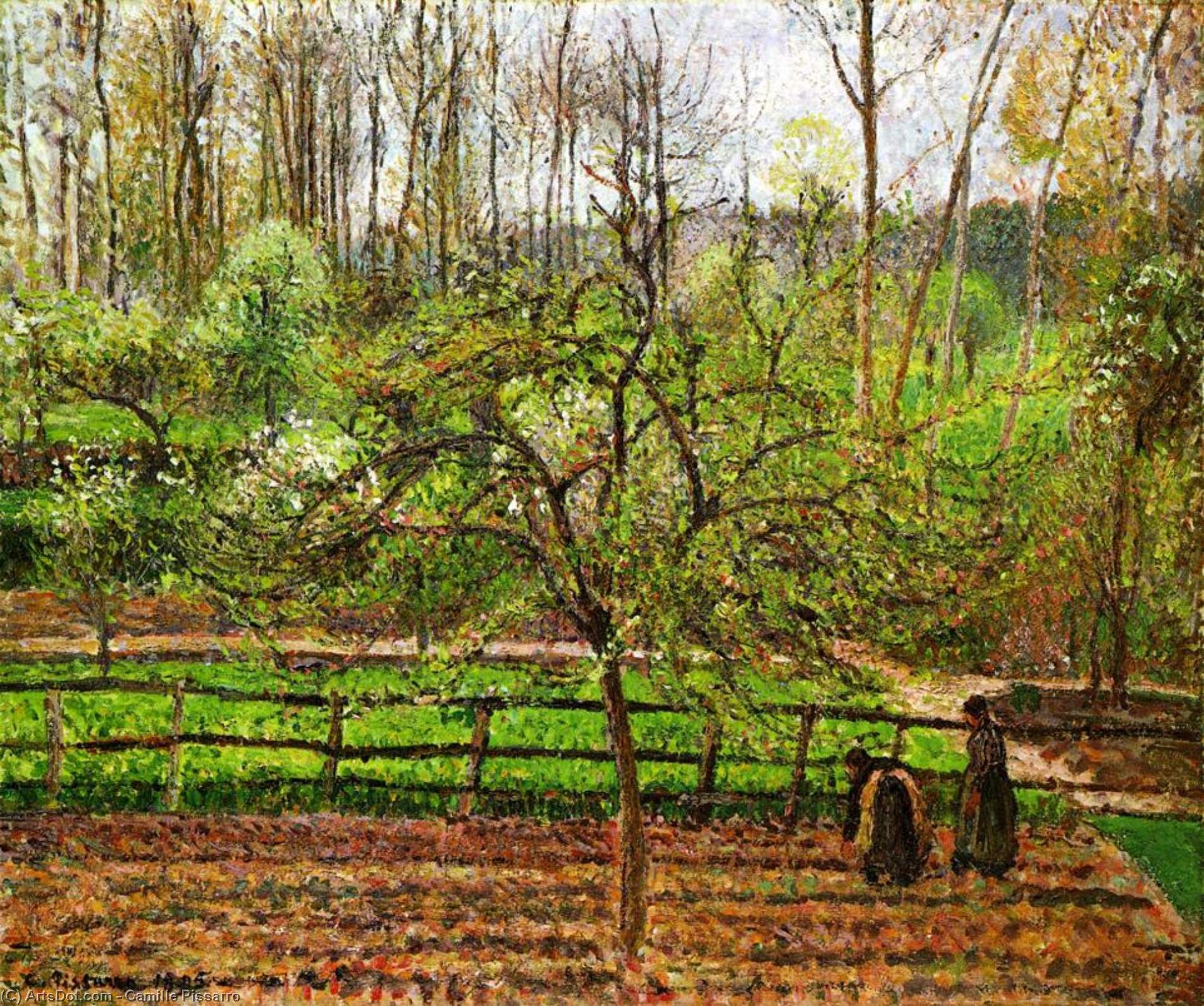 Wikioo.org - The Encyclopedia of Fine Arts - Painting, Artwork by Camille Pissarro - Spring, Gray Weather, Eragny