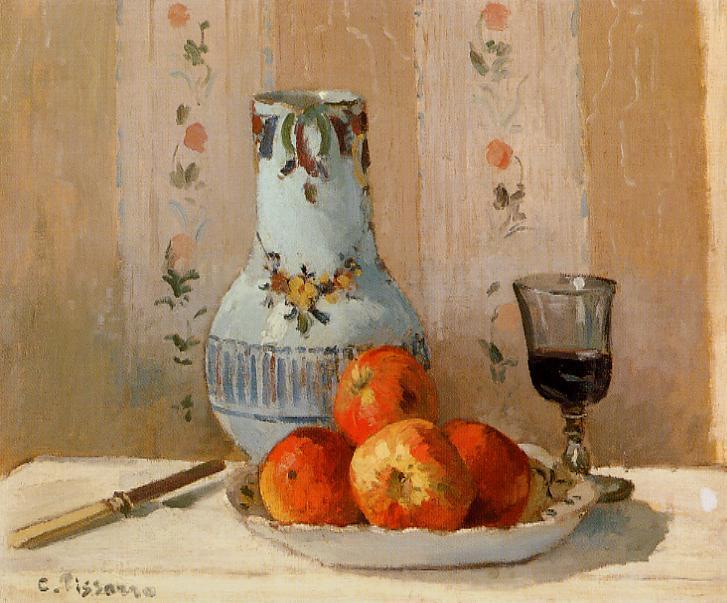 Wikioo.org – L'Enciclopedia delle Belle Arti - Pittura, Opere di Camille Pissarro - ancora la vita con mele e brocca