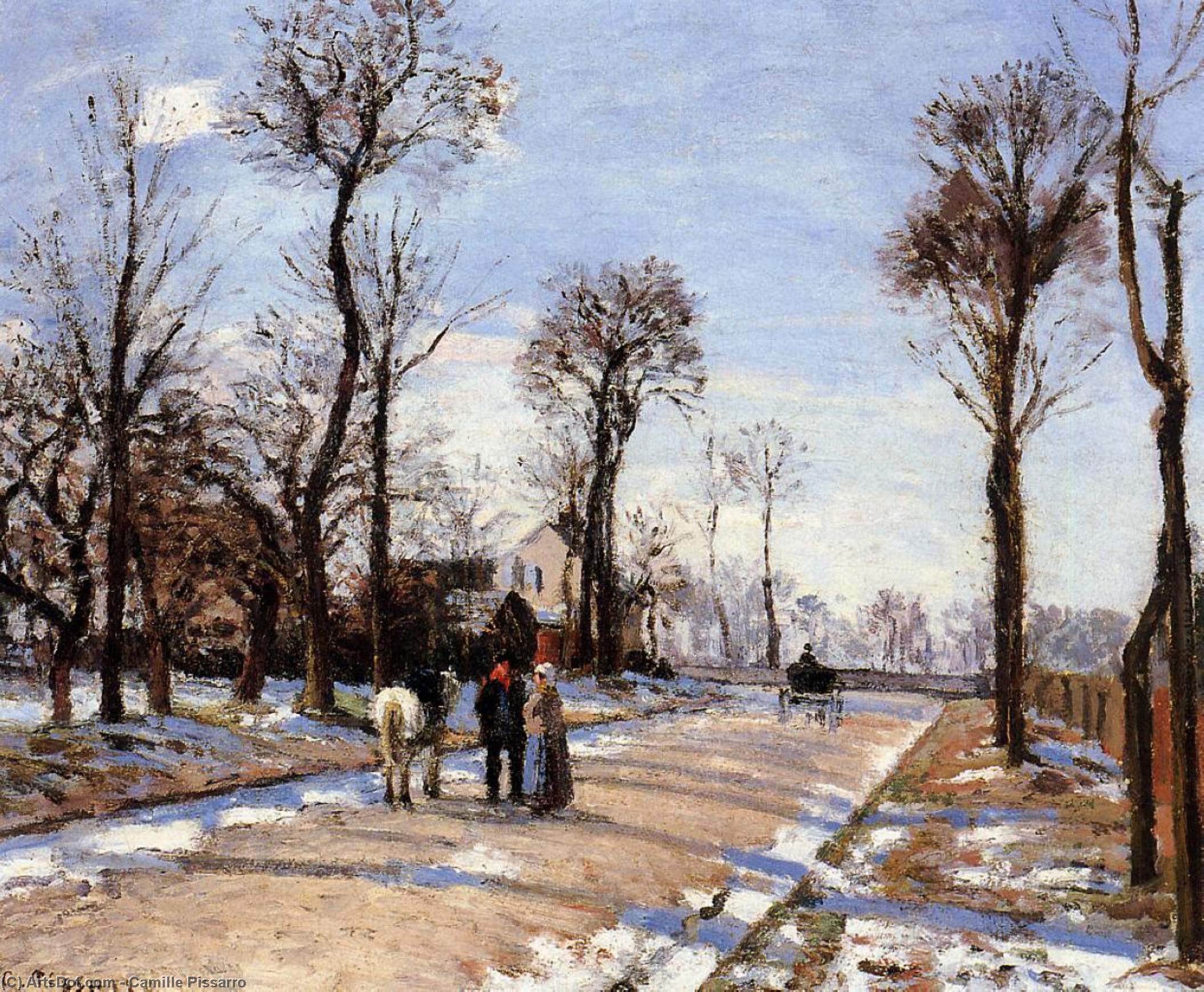 WikiOO.org - Encyclopedia of Fine Arts - Festés, Grafika Camille Pissarro - Street Winter Sunlight and Snow