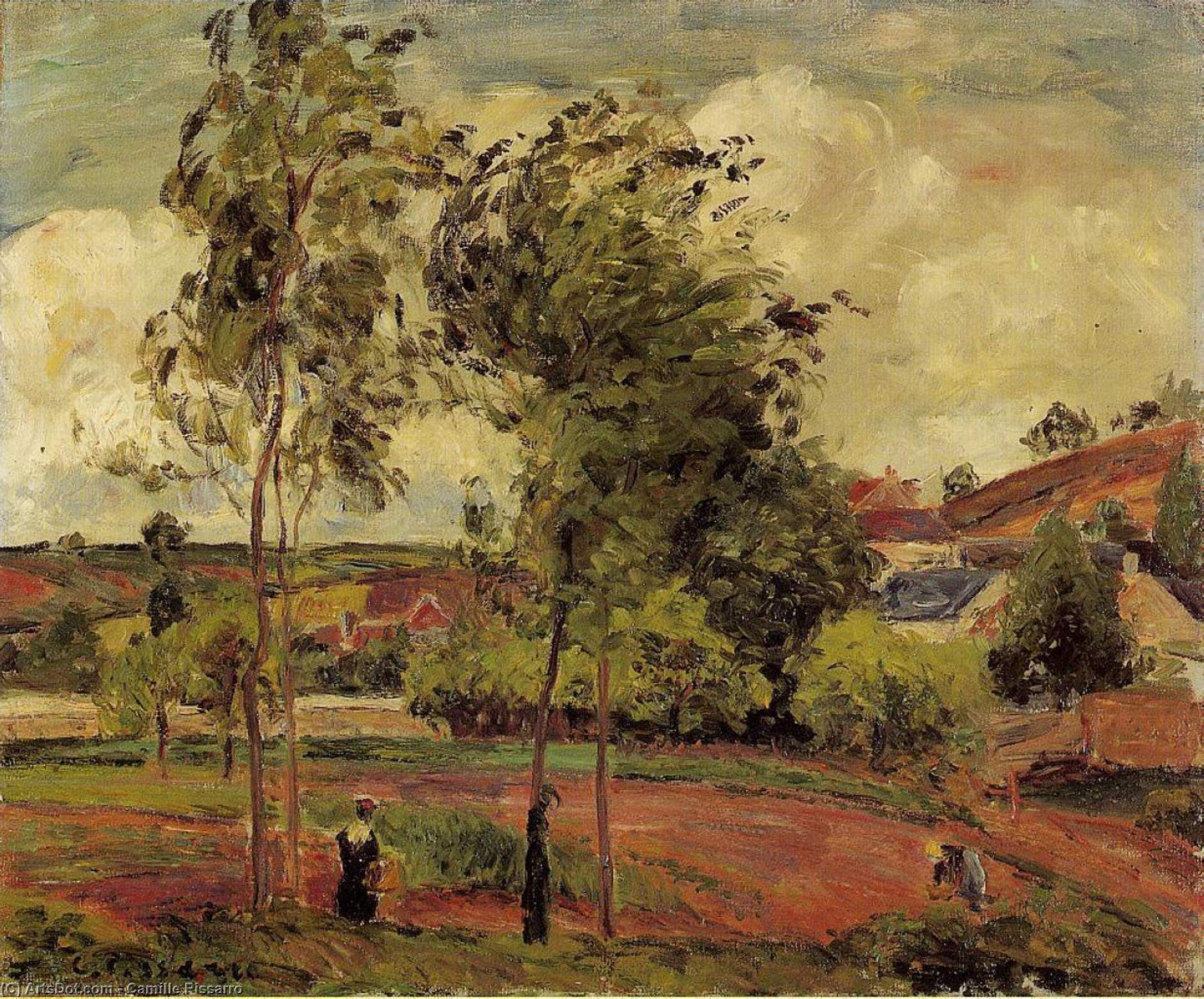 Wikioo.org - The Encyclopedia of Fine Arts - Painting, Artwork by Camille Pissarro - Strong Winds, Pontoise