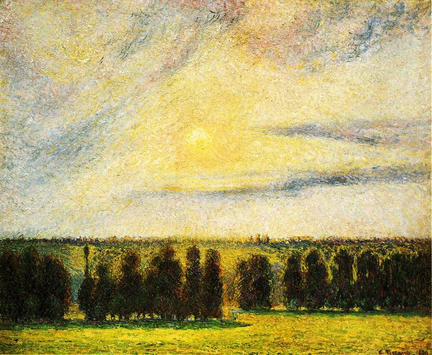 Wikioo.org - Encyklopedia Sztuk Pięknych - Malarstwo, Grafika Camille Pissarro - Sunset at Eragny