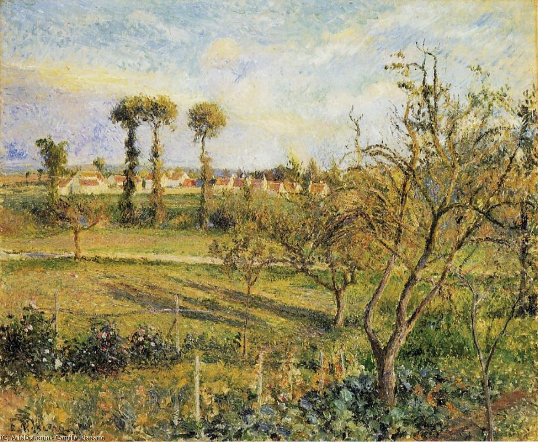 Wikioo.org - The Encyclopedia of Fine Arts - Painting, Artwork by Camille Pissarro - Sunset at Valhermeil, near Pontoise