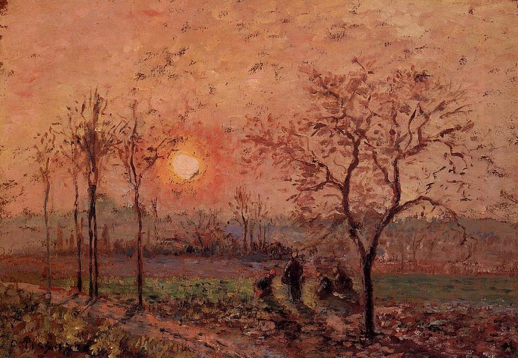 Wikioo.org – L'Encyclopédie des Beaux Arts - Peinture, Oeuvre de Camille Pissarro - Coucher du soleil