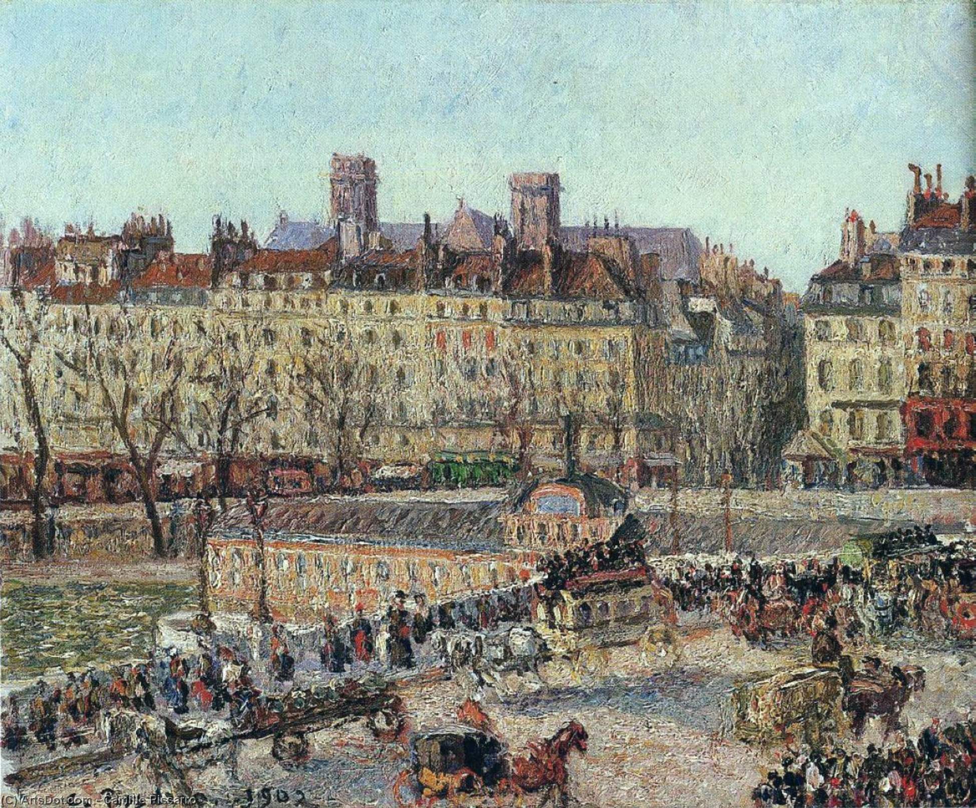 Wikioo.org - The Encyclopedia of Fine Arts - Painting, Artwork by Camille Pissarro - The Baths of Samaritaine, Afternoon