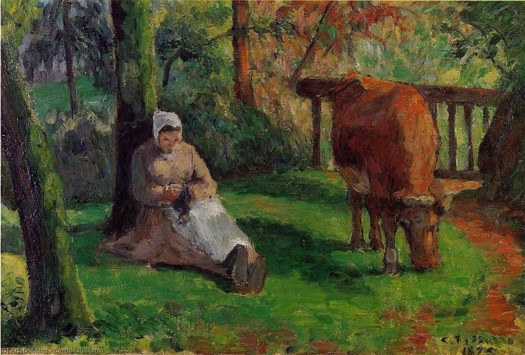 Wikioo.org - Encyklopedia Sztuk Pięknych - Malarstwo, Grafika Camille Pissarro - The Cowherd 1