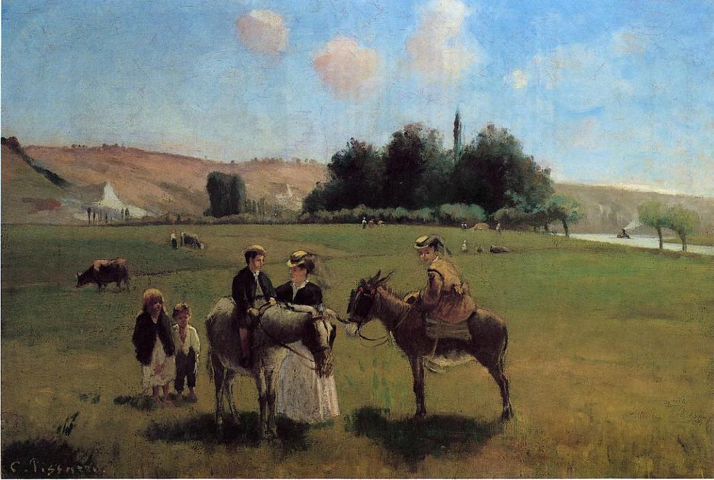 Wikioo.org - The Encyclopedia of Fine Arts - Painting, Artwork by Camille Pissarro - The Donkey Ride at Le Roche Guyon