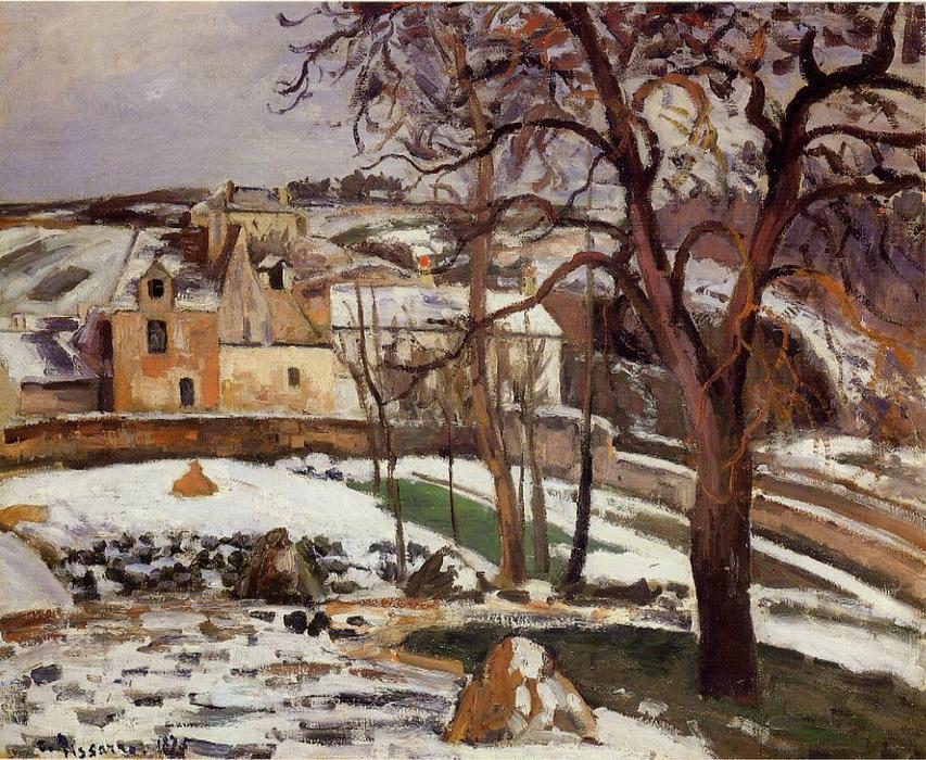 WikiOO.org - Encyclopedia of Fine Arts - Schilderen, Artwork Camille Pissarro - The Effect of Snow at l'Hermitage, Pontoise