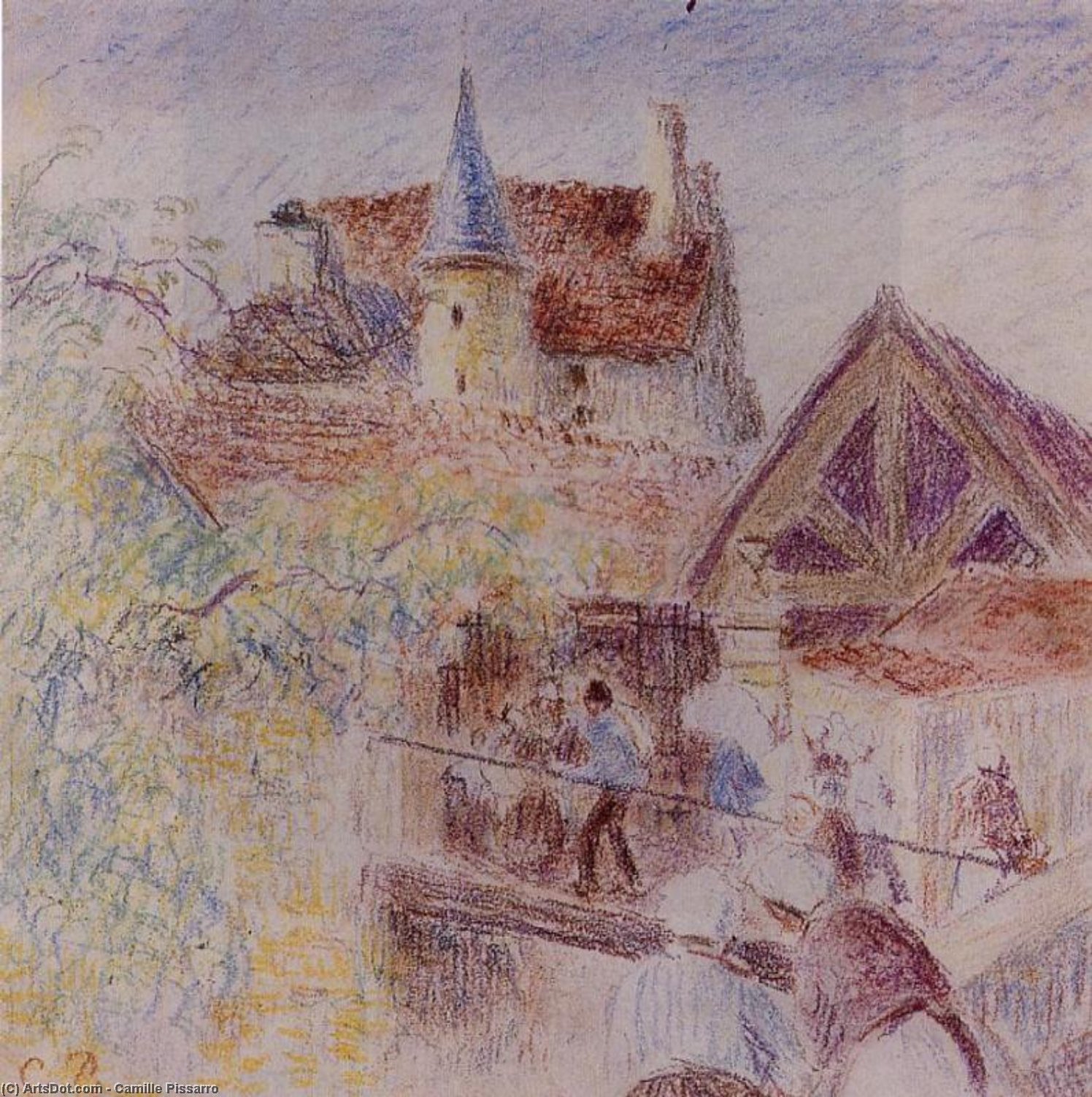 Wikioo.org - The Encyclopedia of Fine Arts - Painting, Artwork by Camille Pissarro - The Farm, Osny