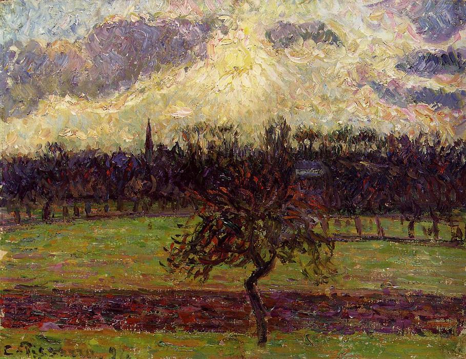 Wikioo.org - The Encyclopedia of Fine Arts - Painting, Artwork by Camille Pissarro - The Fields of Eragny, the Apple Tree