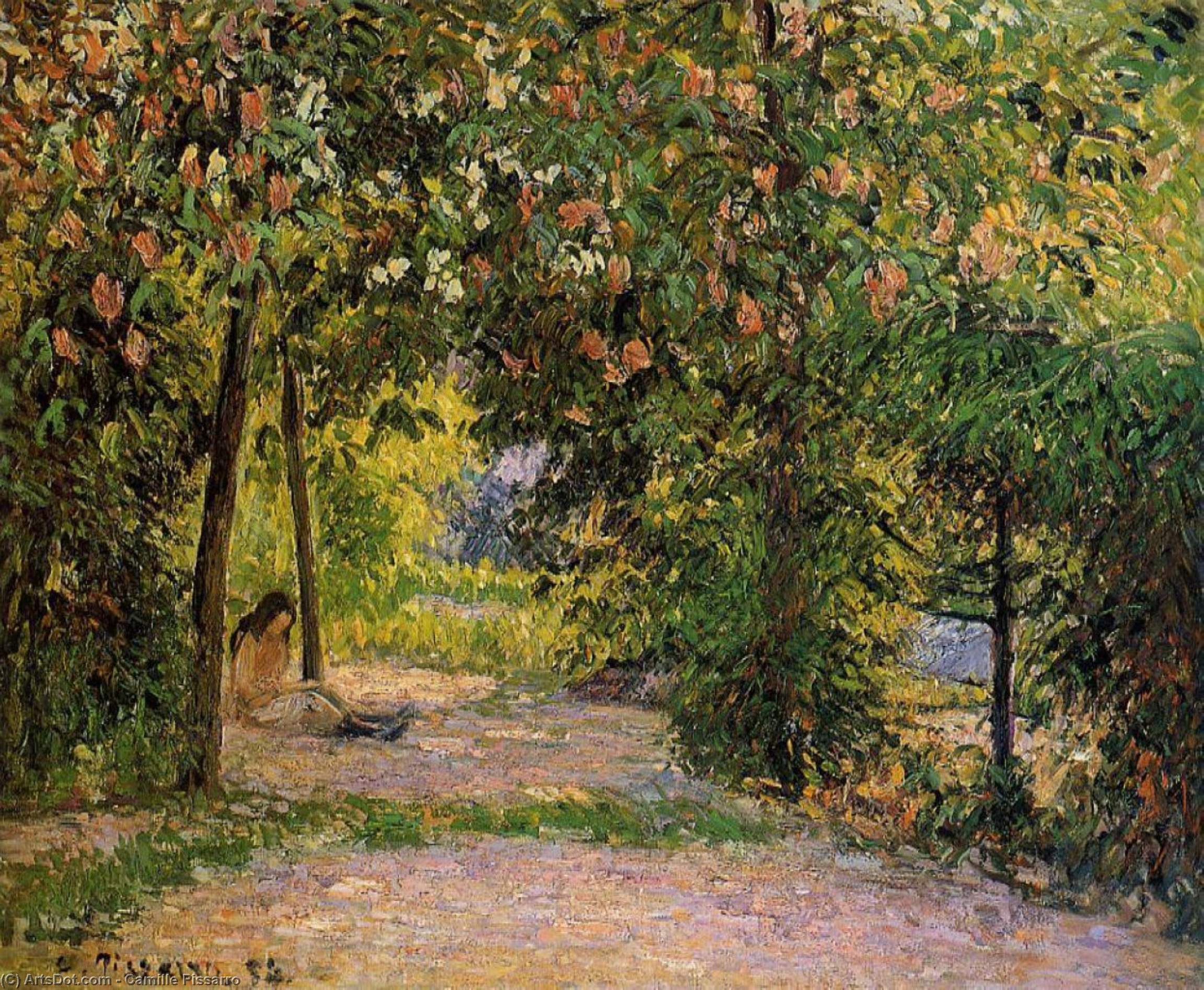 Wikioo.org - สารานุกรมวิจิตรศิลป์ - จิตรกรรม Camille Pissarro - The Garden in Spring, Eragny