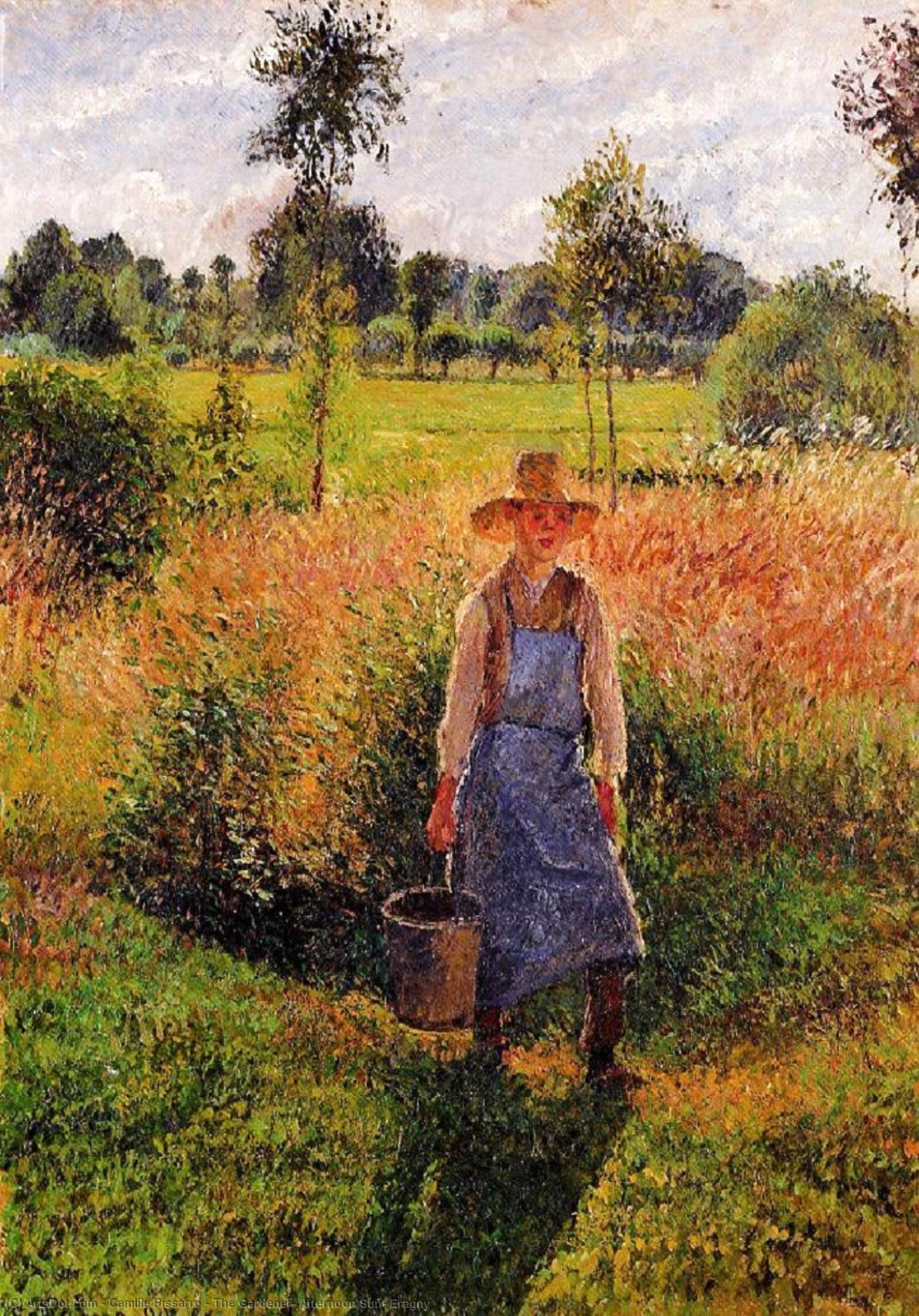 Wikioo.org – La Enciclopedia de las Bellas Artes - Pintura, Obras de arte de Camille Pissarro - el jardinero , tarde sol , Eragny