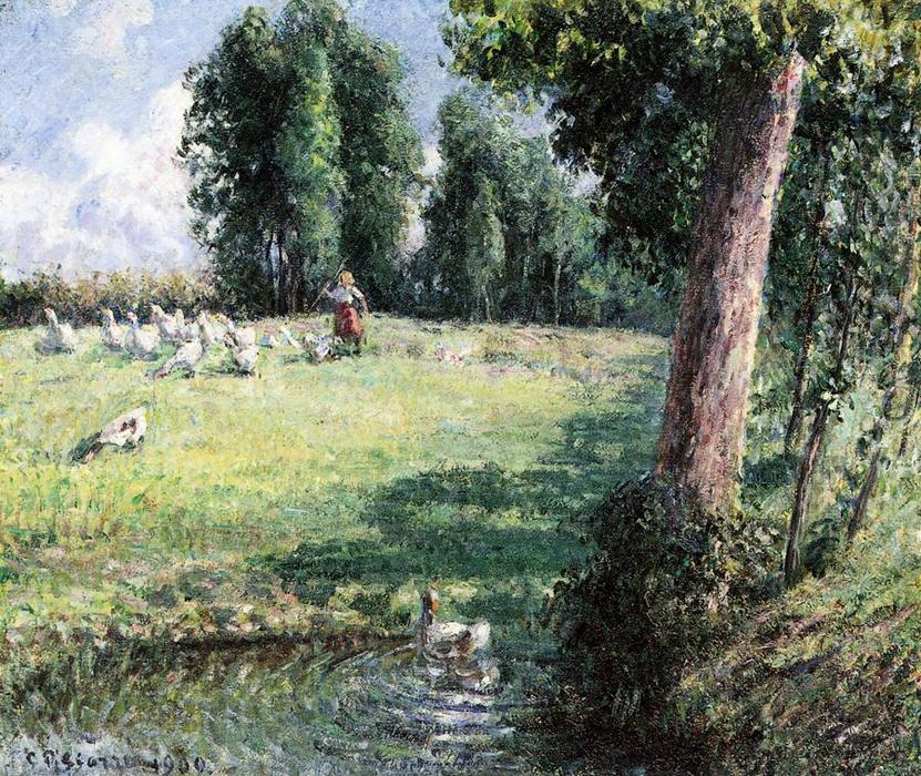 Wikioo.org - The Encyclopedia of Fine Arts - Painting, Artwork by Camille Pissarro - The Goose Girl