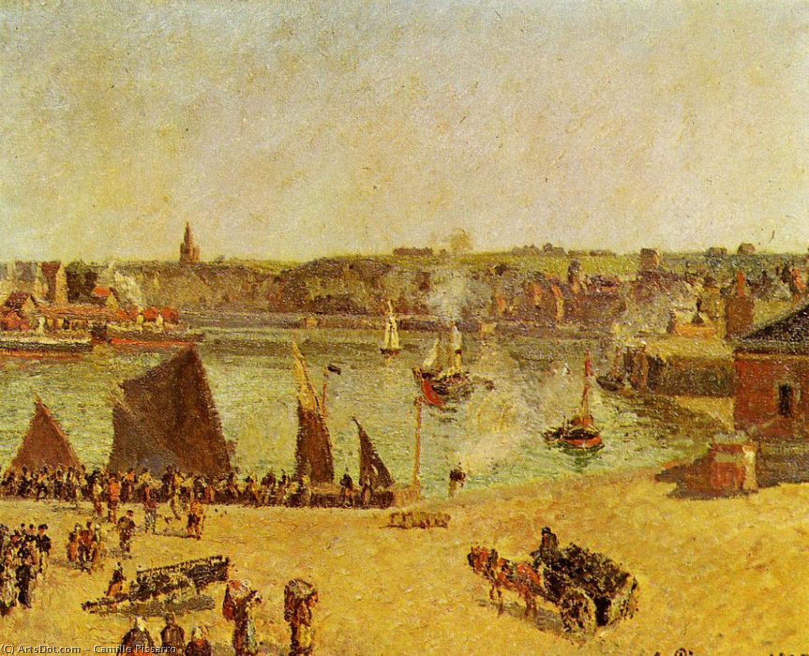 Wikioo.org – La Enciclopedia de las Bellas Artes - Pintura, Obras de arte de Camille Pissarro - el puerto interior , Dieppe